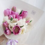 ช่อดอกทิวลิปสีชมพู สีขาว