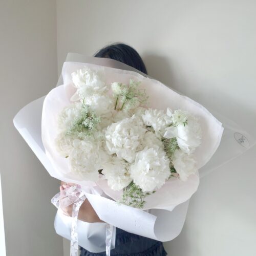 ช่อดอก Peony Luxury สีขาว- B88