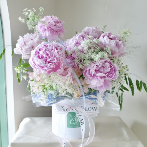 Pink Peony – Round Box M – X33 | Flowerlab