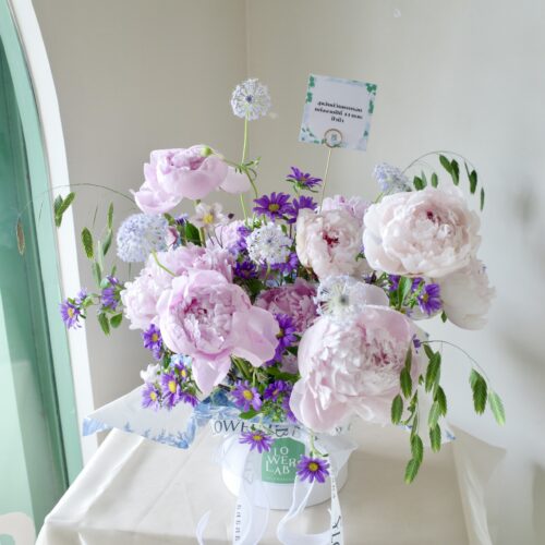 Pink Peony – Round Box M – X32 | Flowerlab