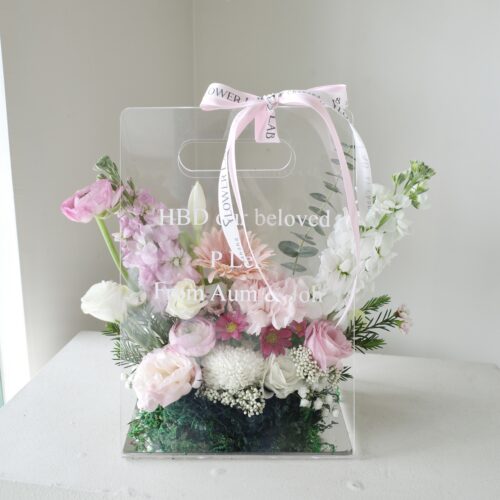 Clear Box-กล่องดอกไม้สด อะคริลิคขนาดมาตรฐาน [F-CLR-S-005]