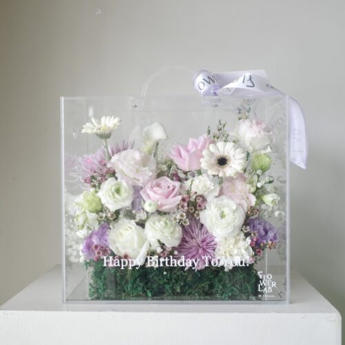 Crystal Box-กล่องดอกไม้อะคริลิคขนาดใหญ่ [F-CRY-L-009]