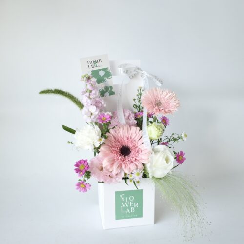 Tiny Box -กล่องดอกไม้สด สีชมพู [F-TIN-011]