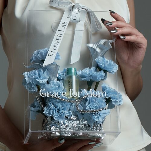 Silver Blue Clear box with Antidotes Body oil [M8]