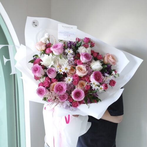 Large-S Bouquet - ช่อดอกไม้สดขนาดใหญ่ โทนสีสดใส [F-BOU-LS-001]
