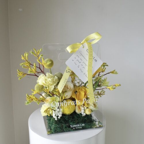 Clear Box-กล่องดอกไม้สด อะคริลิคขนาดมาตรฐาน โทนสีเหลือง [F-CLR-S-081]